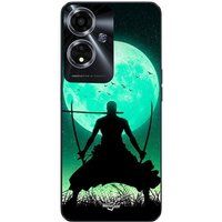 Maniacase Hoesje Oppo A59 5G roronoa zoro driedubbel zwaard volle maan