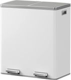 KITCHEN MOVE MAJOR Keukenafvalbak met pedaal, gescheiden afval, 60L, Metaal, RVS, Wit