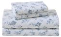 Audrey Ensemble de draps en flanelle de coton, 4 pièces, taille "Full", finition douce, couleur bleu "Audrey