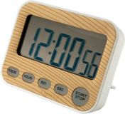 Intirilife Digitale Timer in BRUIN - Keukenwekker korte timer eierwekker in houtlook met LCD-display