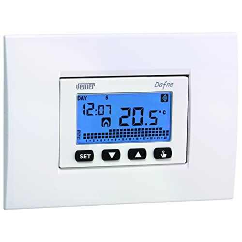 VEMER VE792200 DAFNE WIFI inbouwthermostaat, stroomvoorziening 230 V, afstandsbediening met smartphone via app beschikbaar op iOS en Android, compatibel met Amazon Alexa en Google Home