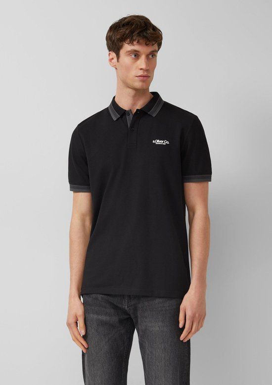 s.Oliver Polo-Shirt Zwart Katoen Korte Mouw Heren Maat S