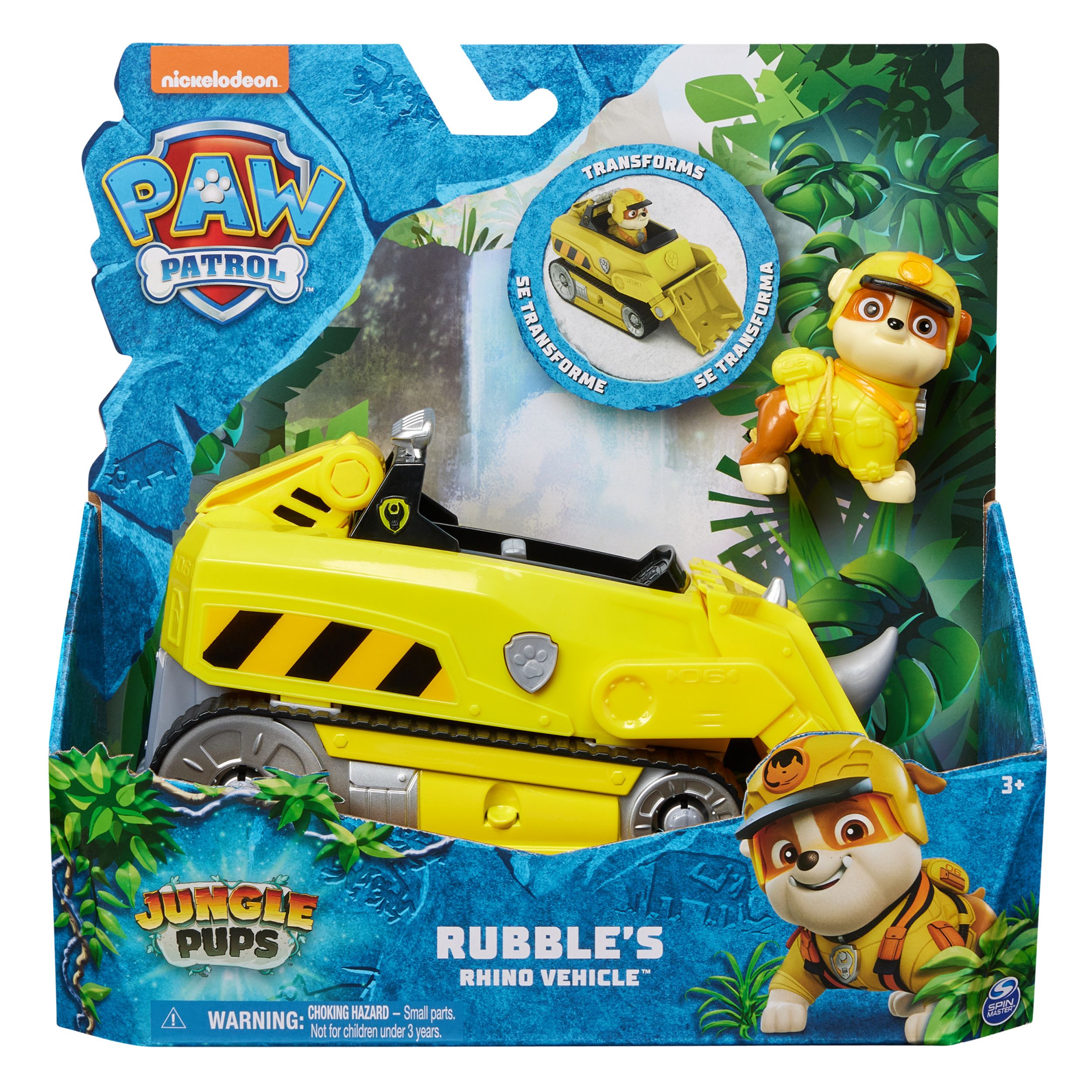 PAW Patrol Jungle Pups Rubble's Neushoorn-voertuig - Speelgoedauto met speelfiguur