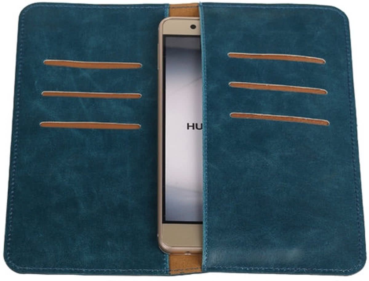 Best Cases Panda Best Cases Blauw Pull-up Large Pu portemonnee wallet voor Huawei P9