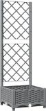 vidaXL Plantenbak met latwerk 40x40x121,5 cm Polypropeen Grijs