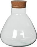 Mica Decorations Vaas Terrarium - rond - met kurk - glas - Dia 22.5 x Hoogte 24 cm - transparant