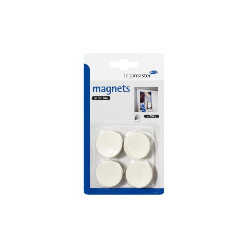 Legamaster Magneet 30mm 850gr wit 4stuks