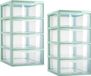 PLASTICFORTE Ladeblokje/bureau organizer - 2x - 4 lades - transparant/mintgroen - L18 x B25 x H33 cm