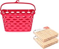 Merkloos / Sans marque Sorbo Wasknijpers ophangmandje met haak - fuchsia - en 96x houten wasknijpers
