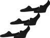 FALKE Step High Cut 3-Pack onzichtbaar effen katoen multipack footies heren zwart - maat 39-42