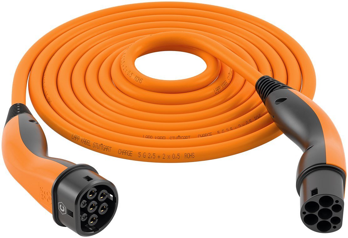 LAPP MOBILITY LAPP MOBILITY HELIX® Type 2 laadkabel, tot 11 kW, 5 m, Oranje - 20 A, 3-fase, voor het opladen van h