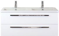 BES LED Seville Badmeubelset 120 cm - 2 Laden Wit Hoogglans - Wastafel Djazz Dubbel