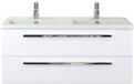 BES LED Seville Badmeubelset 120 cm - 2 Laden Wit Hoogglans - Wastafel Djazz Dubbel