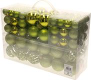 Bellatio decorations Kerstballen - 100 stuks - lime groen - kunststof