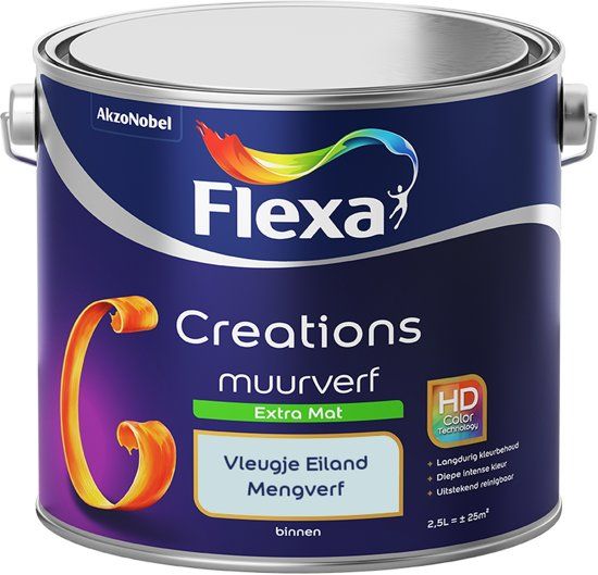 FLEXA Creations Muurverf - Extra Mat - Vleugje Eiland - 2,5 liter