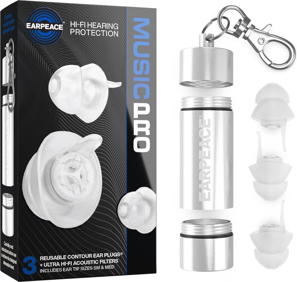 EarPeace Pro Festival Oordopjes - Herbruikbare Partyplugs - Gehoorbescherming - 6 Oordoppen in 2 Maten