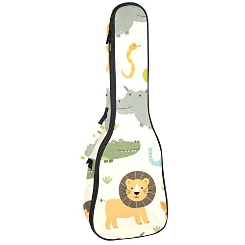 Mersov Tenor Ukulele Gigbag Waterdichte Ukelele Case Gewatteerde Rugzak, Geweldig voor Sopraan Concert (21/23/24") Cartoon Krokodil Leeuw Olifant Dear