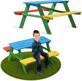 KADAX Kinderpicknicktafel met banken, kindermeubel voor picknick, kindertafel van hout, picknickset voor tuin, kinderzitgroep van hout, kinderzitgroep (kleurrijk)