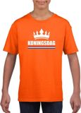 Shoppartners Bellatio Decorations Oranje Koningsdag met een kroon shirt kinderen M (134-140)