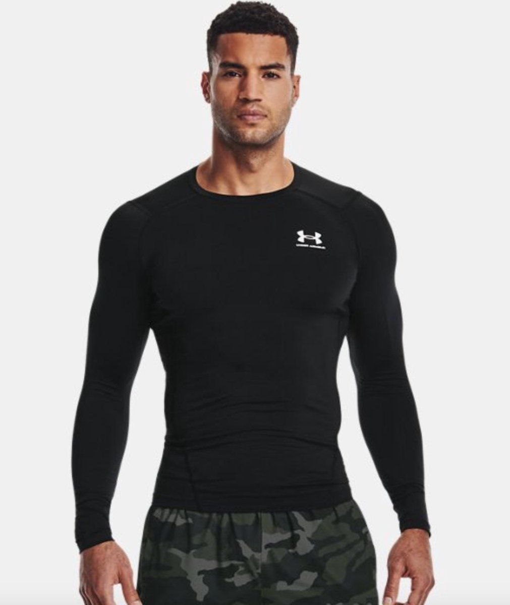 Under Armour Mens HeatGear Armour Long Sleeve Zwart Polyester
