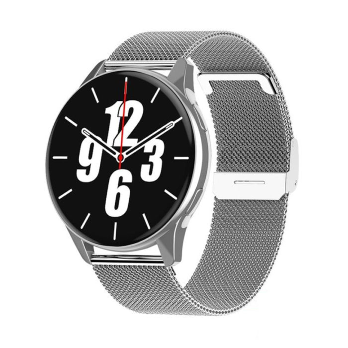 Lige Smartwatch met Hartmonitor en Zuurstofmeter - Fitness Sport Activity Tracker Horloge - Mesh Bandje Zilver
