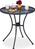 Merkloos Relaxdays Tuintafel met parasolgat - Staal - 70 cm - Bistrotafel - Antraciet