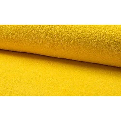 CRS Fur Fabrics Dubbelzijdig katoen TERRY TOWELLING stof materiaal - BRIGHT YELLOW