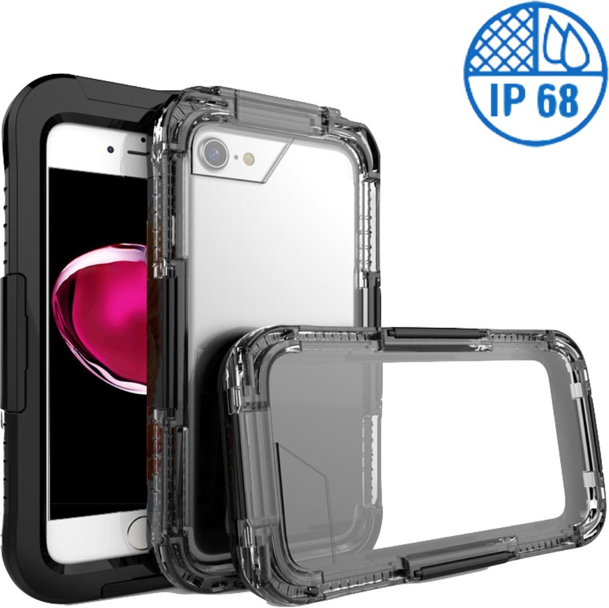 iCall Apple iPhone 7 Plus Waterdichte Hoesje - Zwart