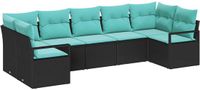 vidaXL - Bankstel - 7-zits - Zwart - Polyrattan