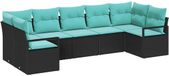 vidaXL - Bankstel - 7-zits - Zwart - Polyrattan