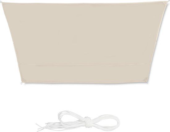 Relaxdays Schaduwdoek Trapeze - Zonnebescherming - Beige - Waterafstotend - 3 x 4 x 2 x 2 m