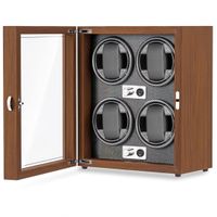 Olvy Time - Watchwinder Hout - 4 Horloges - Horloge Opwinder - Met LED Verlichting - Horlogebox