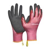 Gebol Dahlia | 1 paar | maat M (maat 8) | tuinhandschoen met touch-functie van gerecycled materiaal | beste grip en dubbele coating | voor dames | rood
