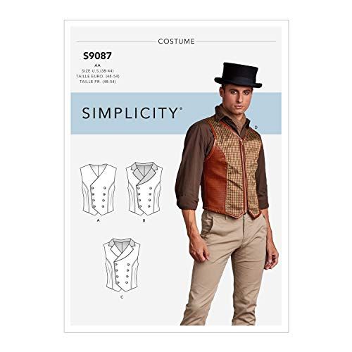 Simplicity Naaipatroon S9087 Steampunk korset voor heren - Maat BB (46-48-50-52)