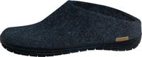 glerups Unisex Wol Instappers met Rubberen Zool - Zwart