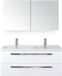 BES LED Seville Badmeubelset 120 cm - 2 Laden Wit Hoogglans - Wastafel Djazz Dubbel met Spiegelkast