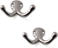 Merkloos Luxe Kapstokhaken/Jashaken - 2x - Messing Verchroomd - Dubbele Haak - 3,8 x 7,4 cm