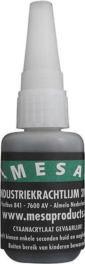 Mesa Black cyanoacrylaat 28 gram lijm voor o.a. rubber en metalen. + 10 ml ontvetter