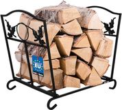 KOTARBAU® Brandhoutrek, Haardhoutrek, Poedergecoat Staal, 43x31,5x40 cm, Zwart, Faltbaar, Houtstapelaar, Haardhout Opslag, Haardhoutopslag, Haardhoutrek voor Binnen En Buiten, Draagbaar
