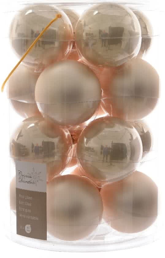 Decoris Glas Kerstballen (80mm) Box 16 Stuks Parel