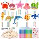 Set de carillons éoliens, 10 pièces - Kit de bricolage en bois - Créatures marines - Décoration d'été - Idée cadeau - Complet avec autocollants et pinceaux