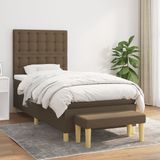 vidaXL Boxspringbed met matras, stof, donkerbruin, 100x200 cm