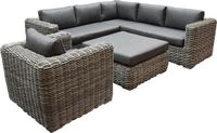 AVH-Collectie Cervo hoek loungeset 5-delig grijs wicker