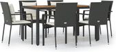 vidaXL 7-delige hoek loungeset met kussens, zwart, polyrotan
