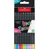 FABER-CASTELL - Set kleurpotloden Black Edition, 12-delig, neon & pastel