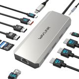 WAVLINK Laptopdockingstation, Displayport met Dual DP, HDMI, 100 W PD IN, 10 Gbps USB A/C, 2,5 G Ethernet-poort voor Dell/HP/Lenovo enz., alleen voor Windows-computer
