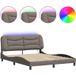 Hvar Taupe 160x200 cm lit double en tissu avec tête de lit LED (sans matelas)