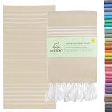 WETCAT Turkse strandlaken, extra groot, 38 x 71 cm, 100% katoen, zandvrij, sneldrogend, extra grote lichte reishanddoek voor volwassenen, strandaccessoires, geschenken - beige