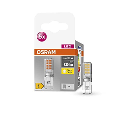 OSRAM Lamps OSRAM Ster PIN LED lamp, G9-basis helder glas ,Warm wit (2700K), 320 Lumen, substituut voor 30W-verlichtingsmiddel niet-dimbaar, 5-Pak