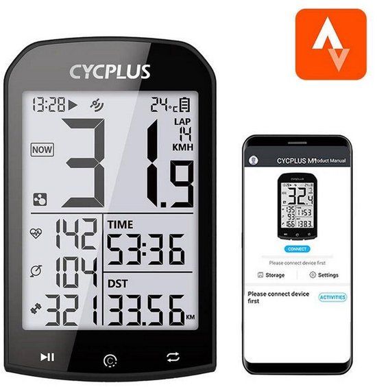Cycplus M1 - Fietscomputer - Zwart - GPS - ANT+ - Waterbestendig - Hartslagfunctie - Trainingsfunctie